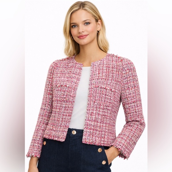 kate spade Jackets & Blazers - Kate Spade New York Metallic Tweed Jacket Size 4 Fringe Trim